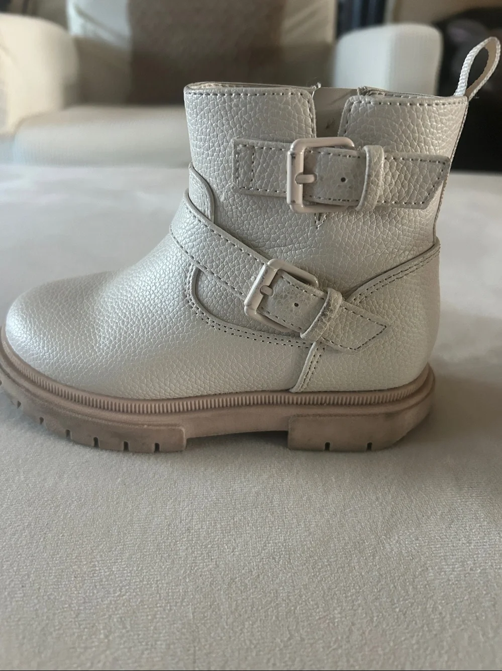 Target Kids Cream Ankle Buckle Boots